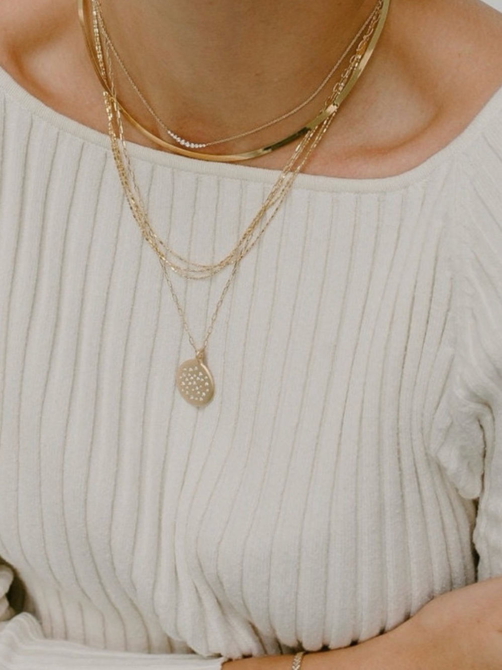 Eliza Page 14k solid yellow gold brilliant diamond minimalist dainty necklace